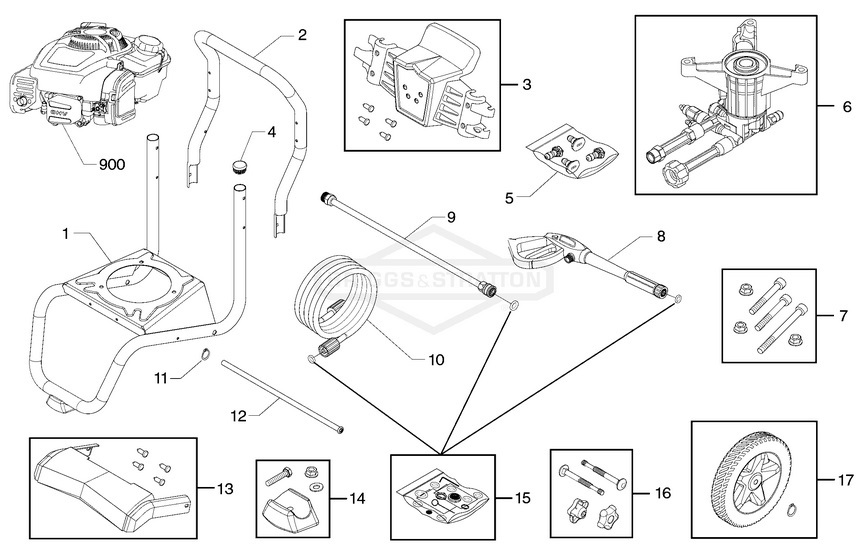 Briggs & Stratton pressure washer model 020688 replacement parts, pump breakdown, repair kits, owners manual and upgrade pump.